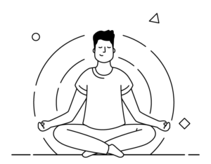 Illustration einer meditierenden Person – innere Ruhe und Achtsamkeit. Coaching Toxische Beziehungen Wetzikon.